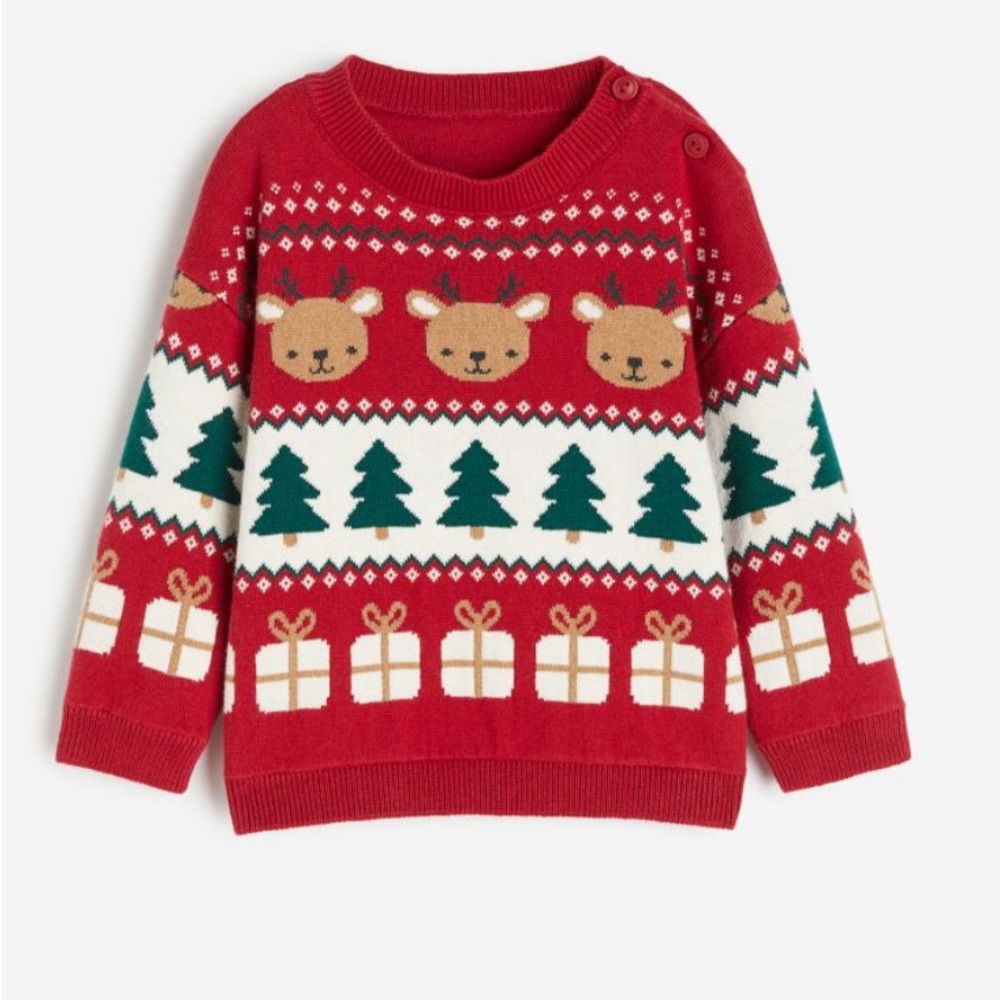 jacquard knit Christmas sweater. Soft Cotton.